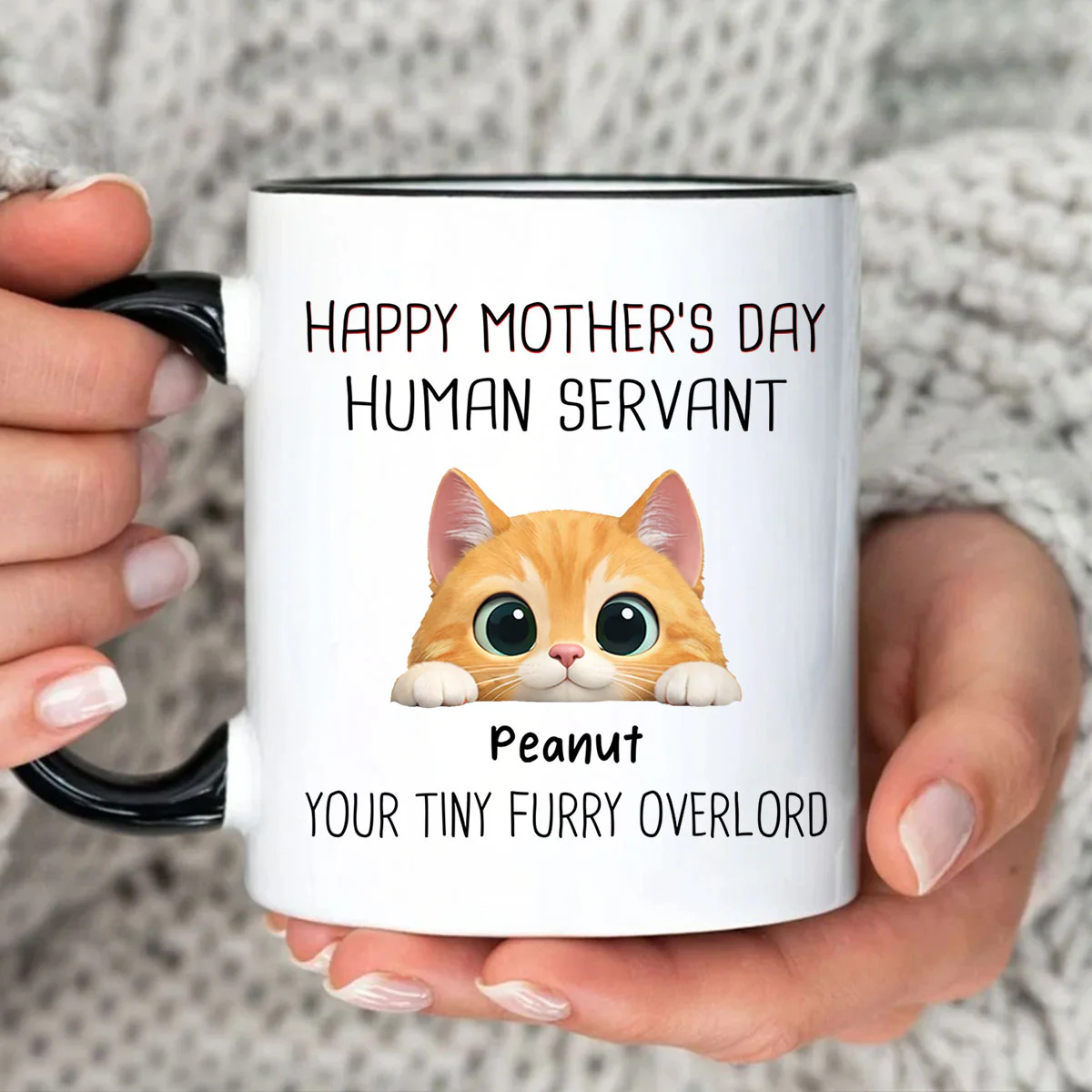 Happy Mother's Day Human Servant - Personalized Mug - Funny Gift for Cat Moms - Image 5