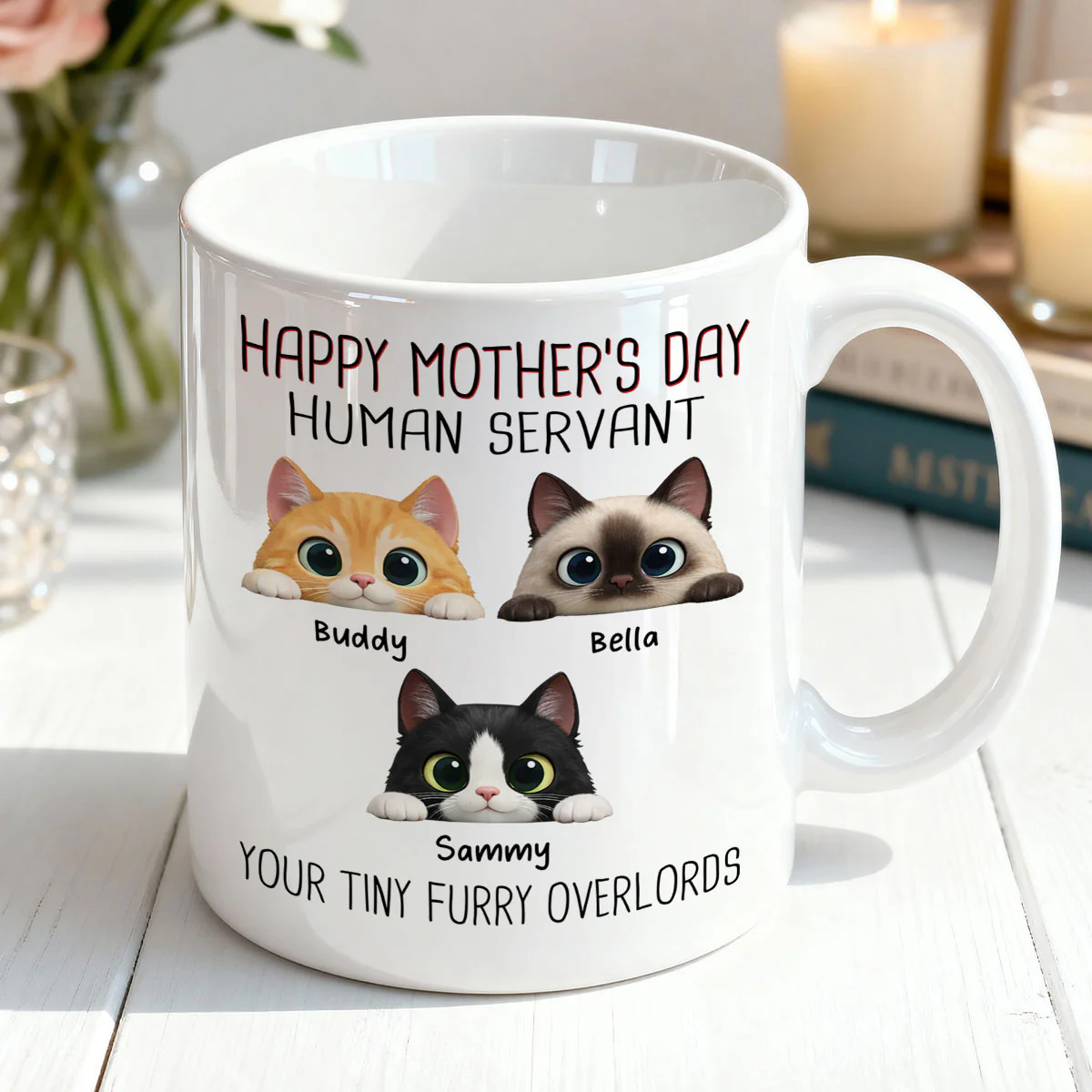 Happy Mother's Day Human Servant - Personalized Mug - Funny Gift for Cat Moms - Image 7