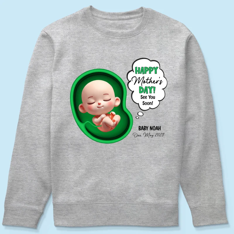 Happy Mother's Day Mommy See You Soon From Baby Personalized Shirt, Custom Pregnancy Reveal Shirt, Gift For Expecting Moms - Image 23