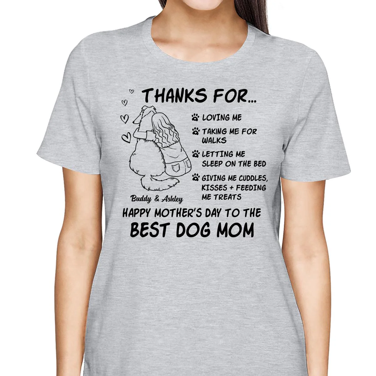 Happy Mother‘s Day To The Best Dog Mom Line Art Personalized Shirt - Image 2
