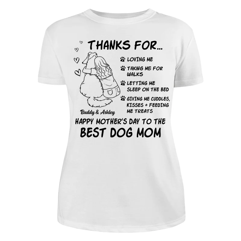 Happy Mother‘s Day To The Best Dog Mom Line Art Personalized Shirt - Image 9