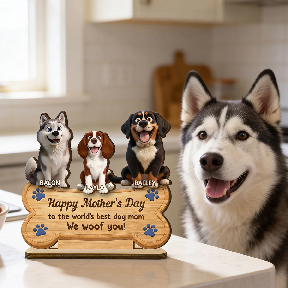 Happy Mother's Day to the World's Best Dog Mom - Personalized 2-Layered Wooden Plaque - Heartfelt Gift for Dog Moms - Image 3
