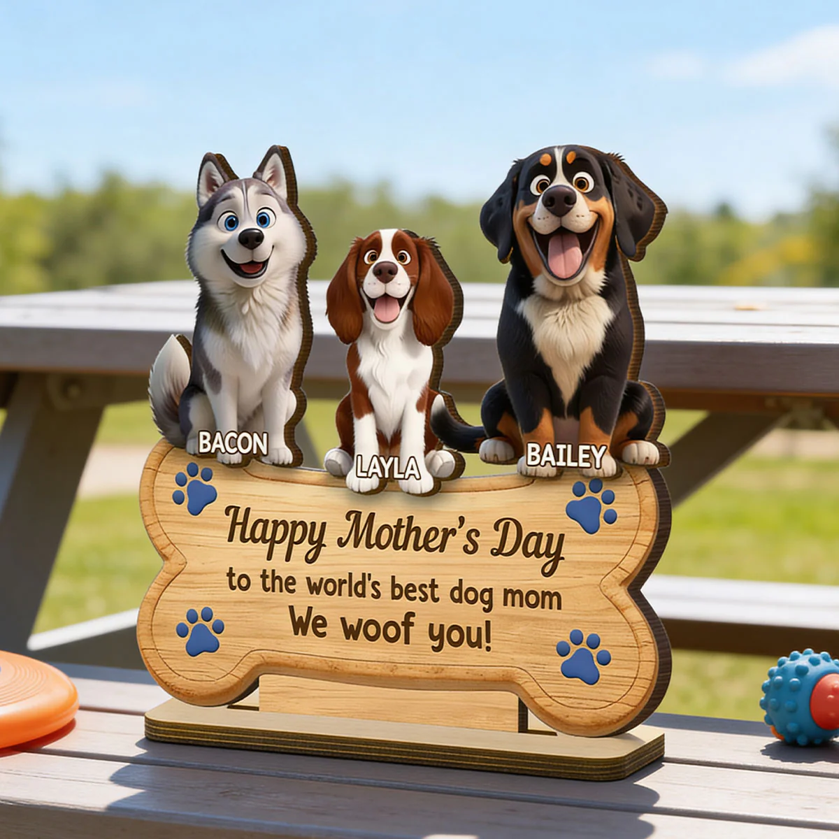 Happy Mother's Day to the World's Best Dog Mom - Personalized 2-Layered Wooden Plaque - Heartfelt Gift for Dog Moms - Image 5