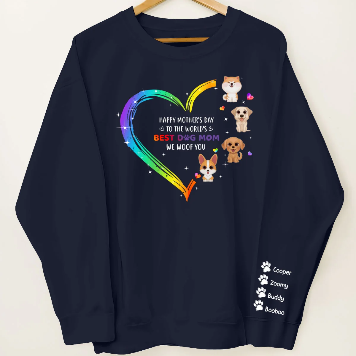 Happy Mother's Day To The World's Best Dog Mom Personalized Sleeve Printed Sweatshirt - Image 8