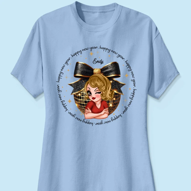 Happy New Year 2025 Black And Gold Glitter Disco Ball Personalized Shirt, New Year Gift For Yourself - Image 13