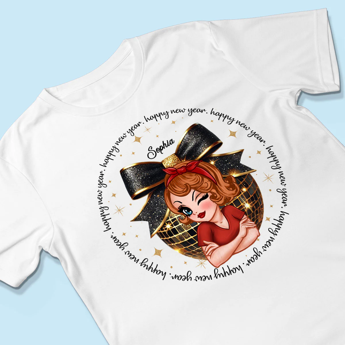Happy New Year 2025 Black And Gold Glitter Disco Ball Personalized Shirt, New Year Gift For Yourself - Image 3