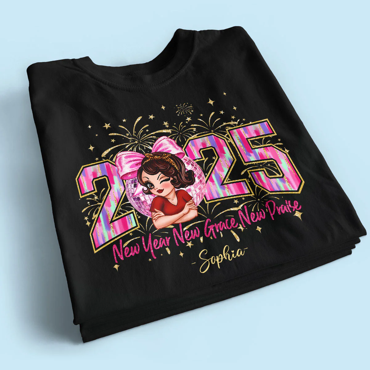 Happy New Year 2025 Pink Coquette Bow, Retro New Years, New Year Gift For Yourself - Image 2
