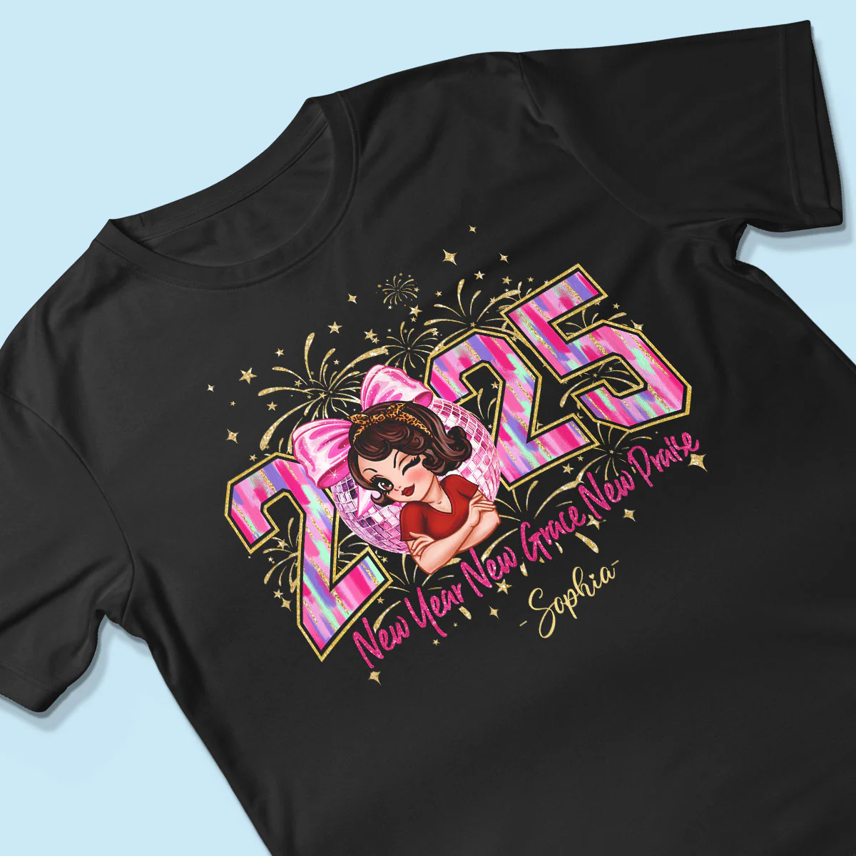 Happy New Year 2025 Pink Coquette Bow, Retro New Years, New Year Gift For Yourself - Image 3