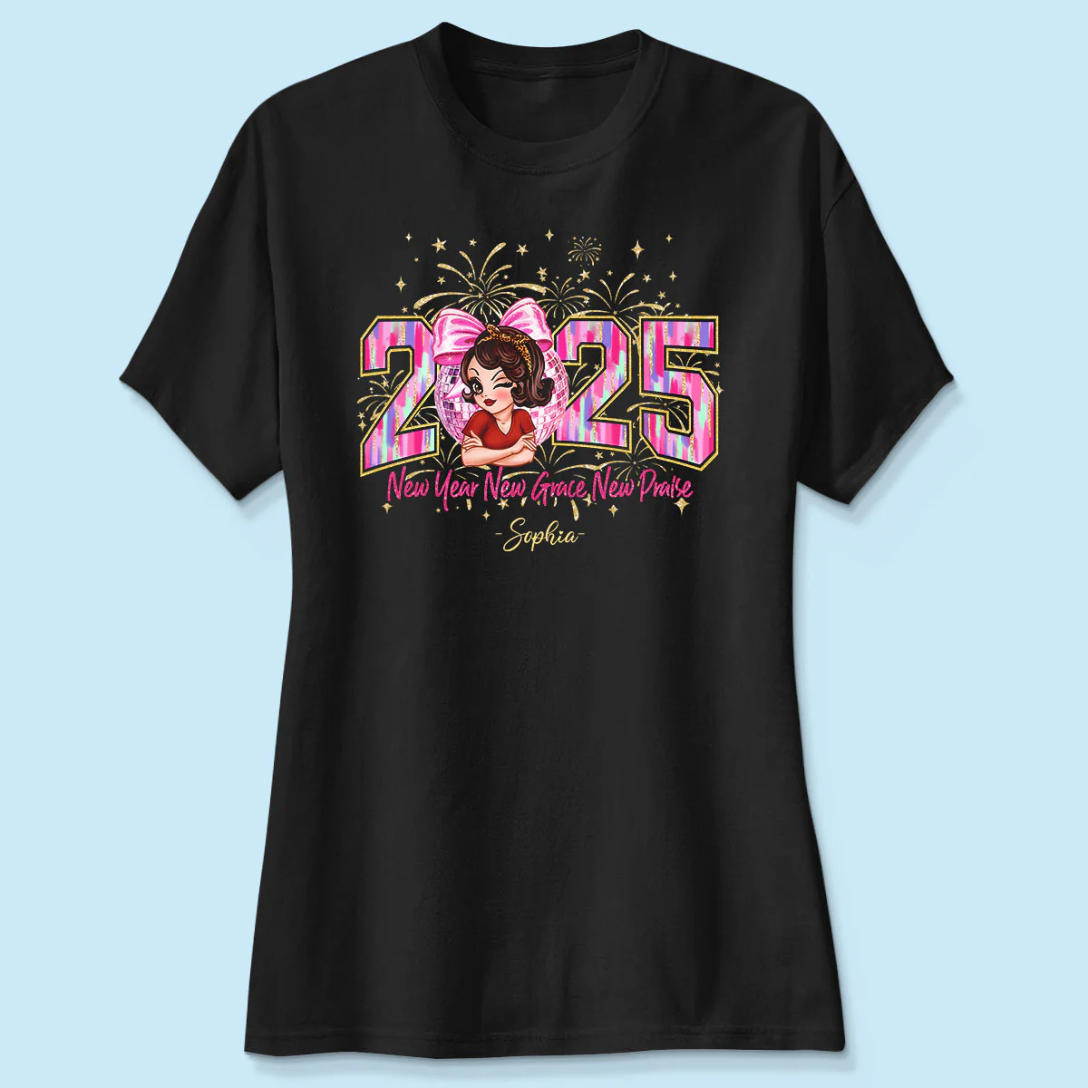 Happy New Year 2025 Pink Coquette Bow, Retro New Years, New Year Gift For Yourself - Image 4