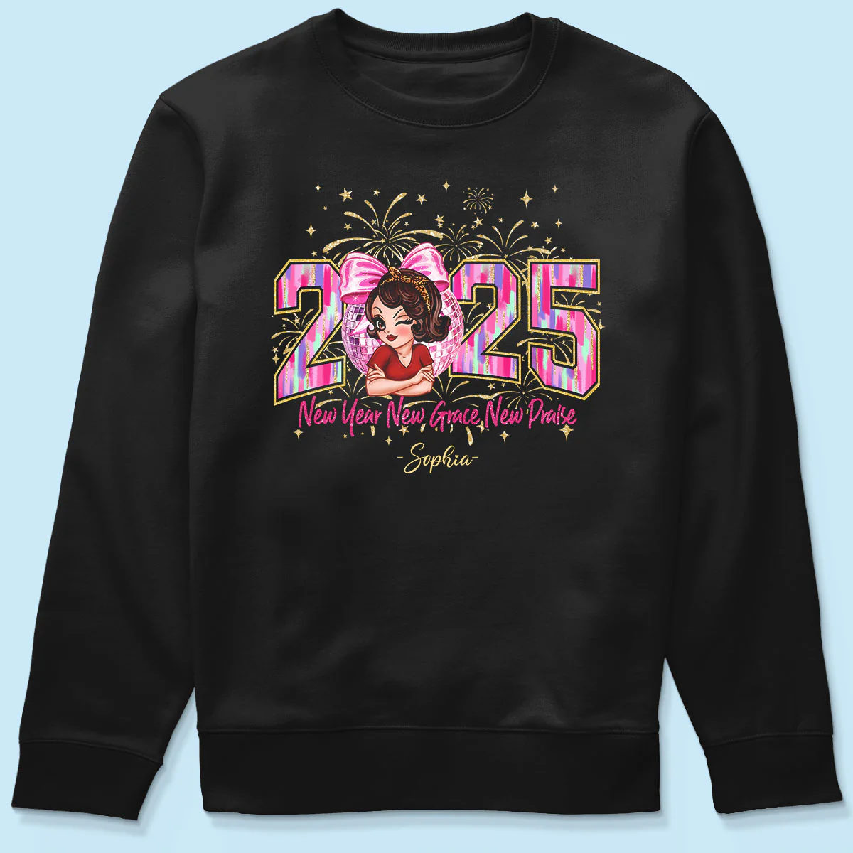 Happy New Year 2025 Pink Coquette Bow, Retro New Years, New Year Gift For Yourself - Image 6