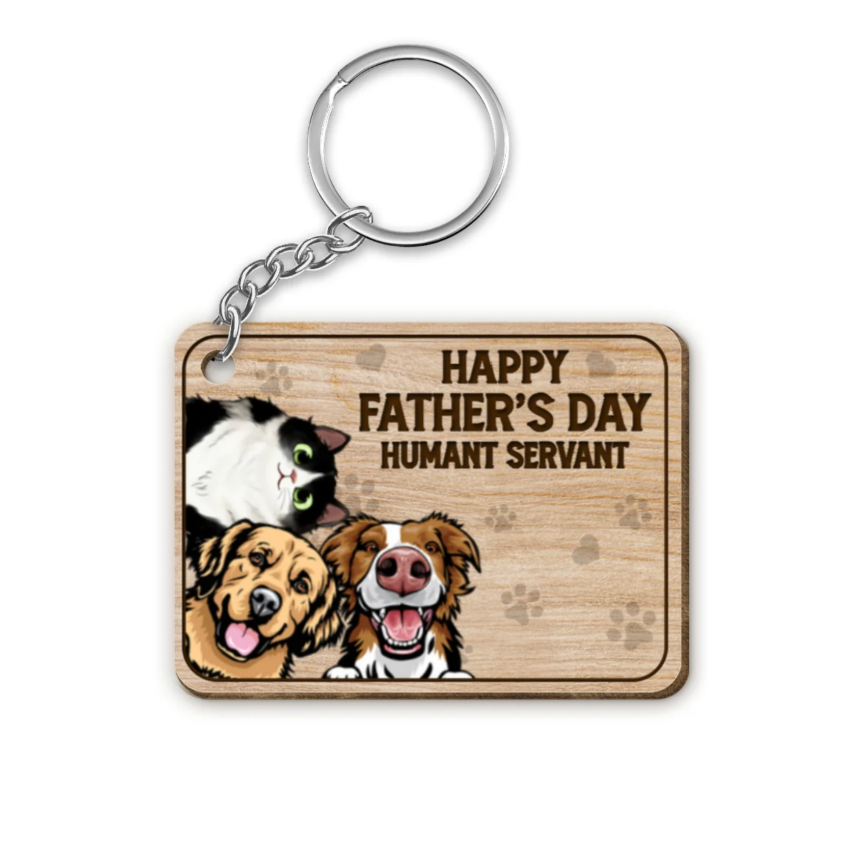 Happy Pawther‘s Day Dog Cat Dad Personalized Wooden Keychain - Image 4