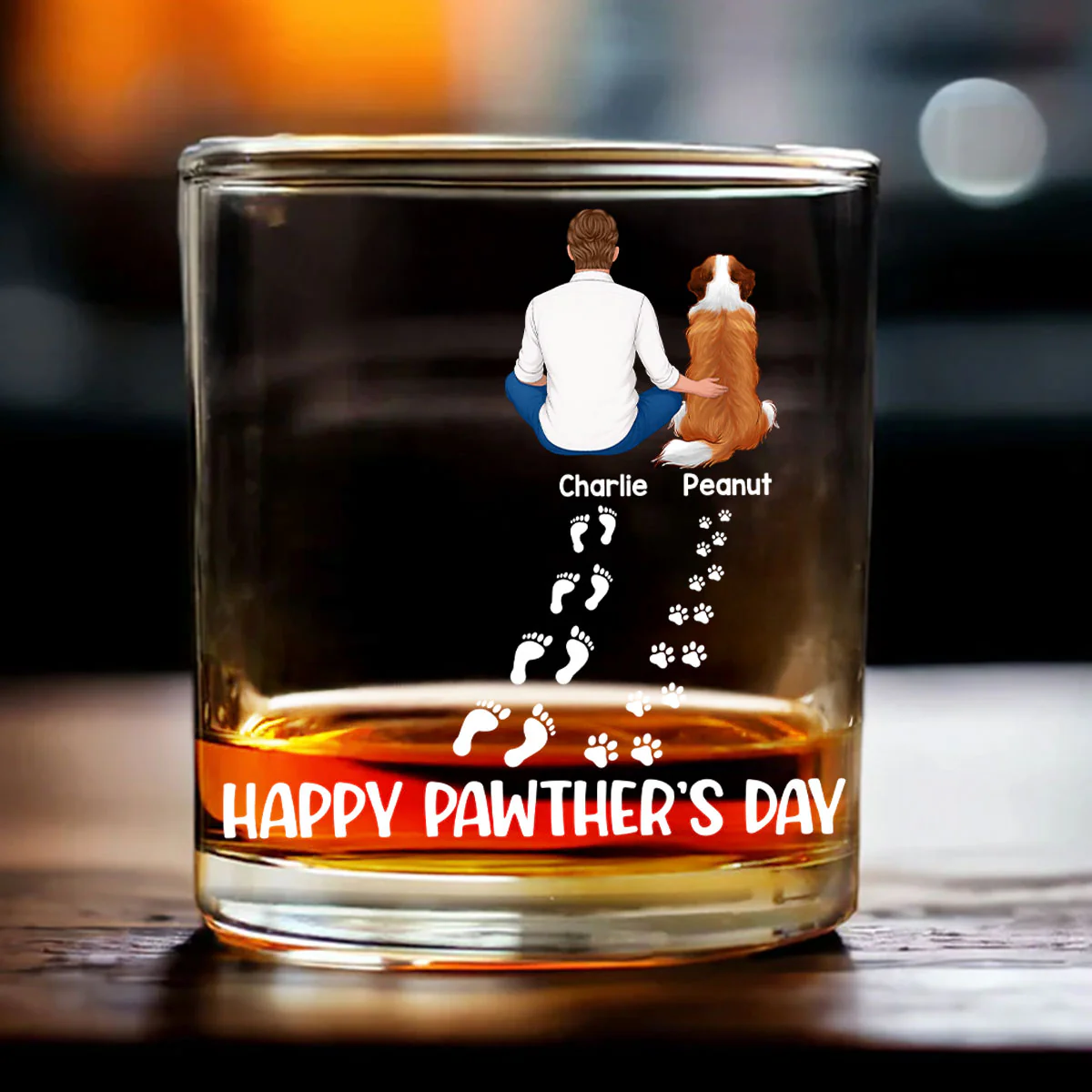 Happy Pawther's Day Dog Dad Personalized Wine Glass, Father's Day Gift for Dog Dads - Image 2