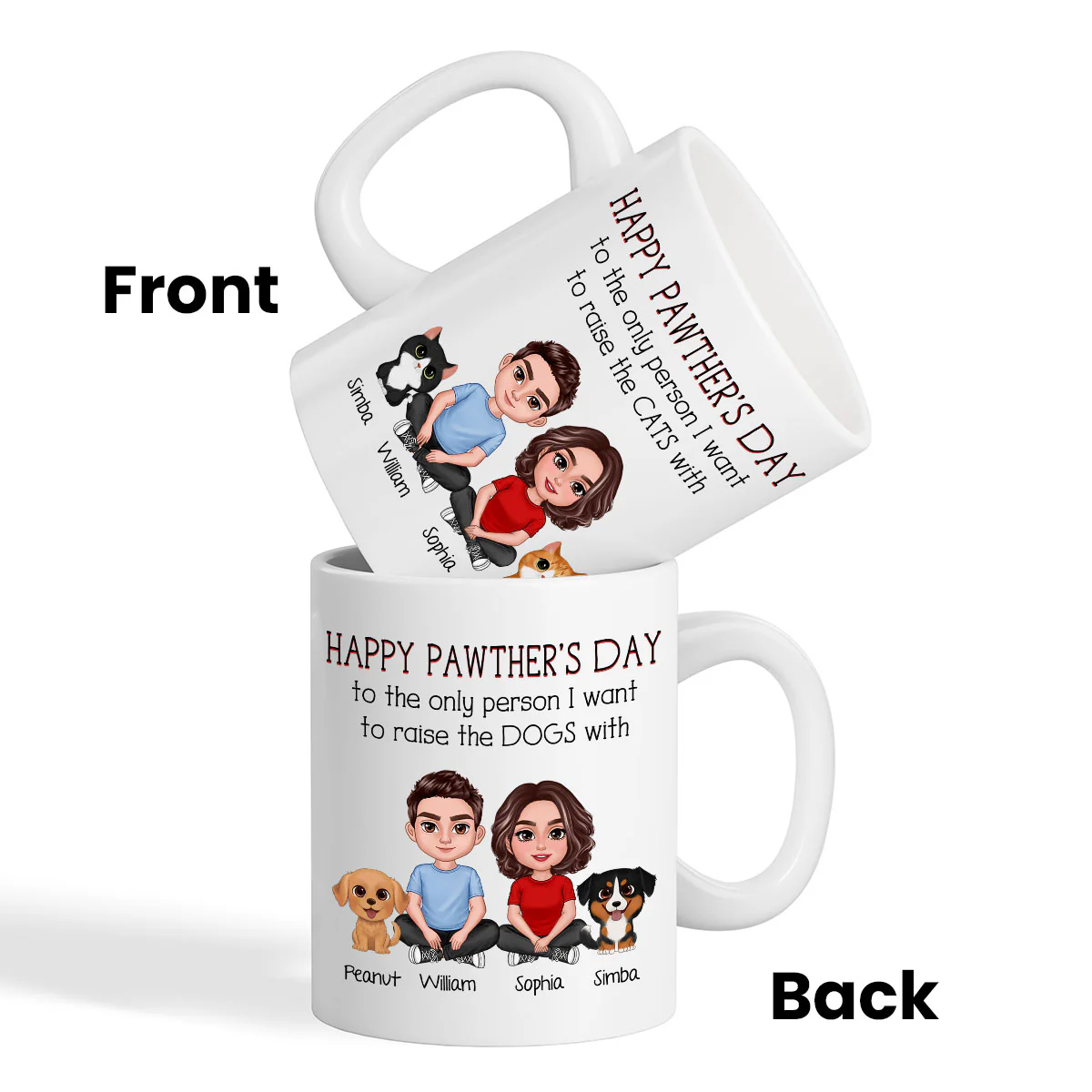 Happy Pawther‘s Day To The Person I Want To Raise A Dog Cat With Crossed Legs Couple Personalized Mug, Father‘s Day Gift For Dog Cat Dad - Image 3