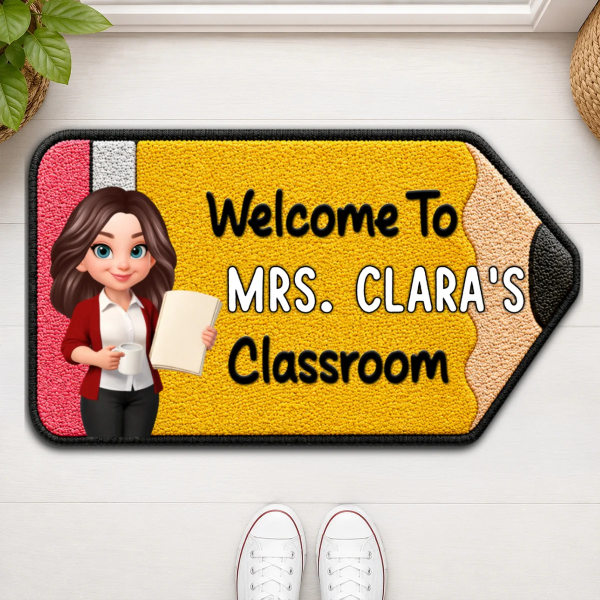 Happy Pencil Teacher Welcome To Classroom - Personalized Doormat - Back To School Gift For Teacher, Classroom Decor - Image 11