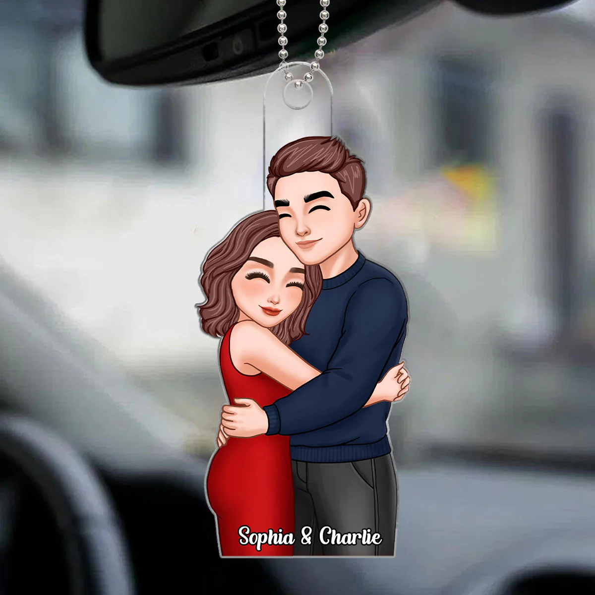 Happy Romantic Couple Hugging Personalized Acrylic Ornament - Image 6