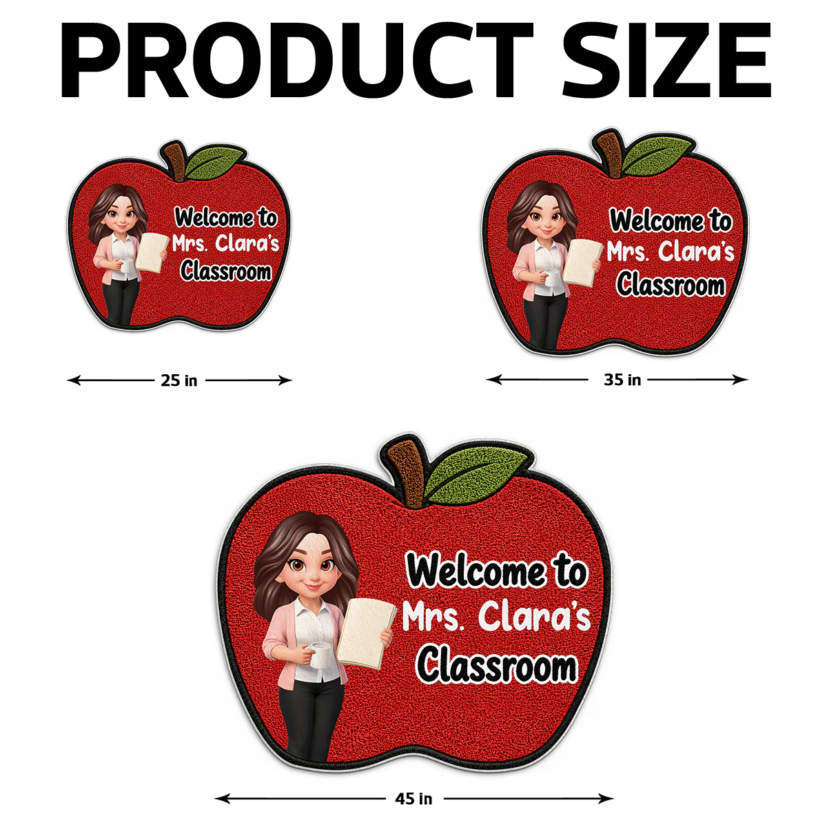Happy Teacher Apple Welcome To Classroom - Personalized Doormat - Back To School Gift For Teacher, Classroom Decor - Image 5