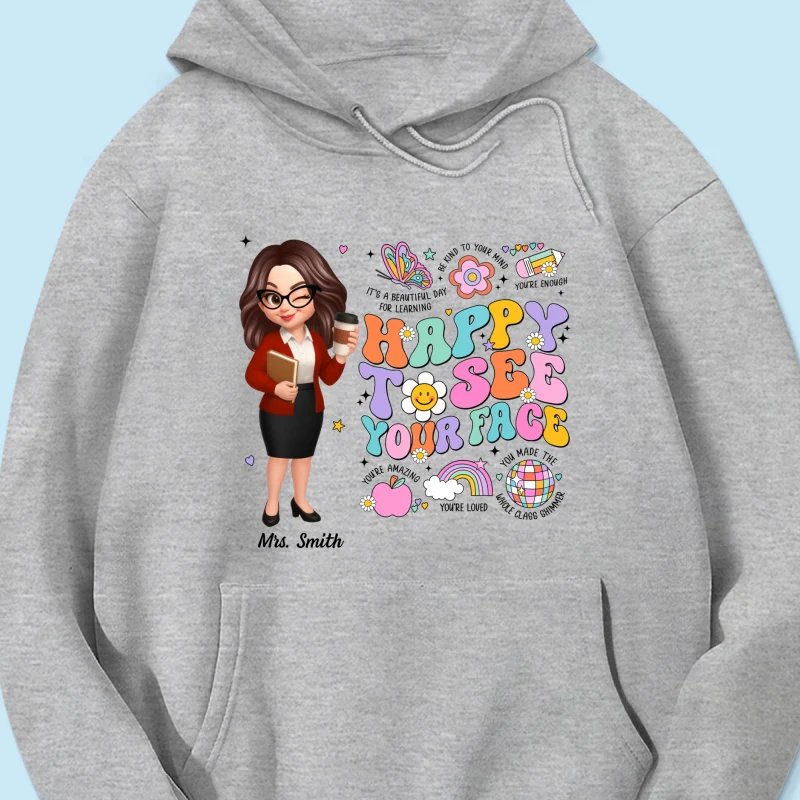 Happy To See Your Face Groovy Retro Persomalized Shirt, Back To School Shirt For Teachers - Image 22