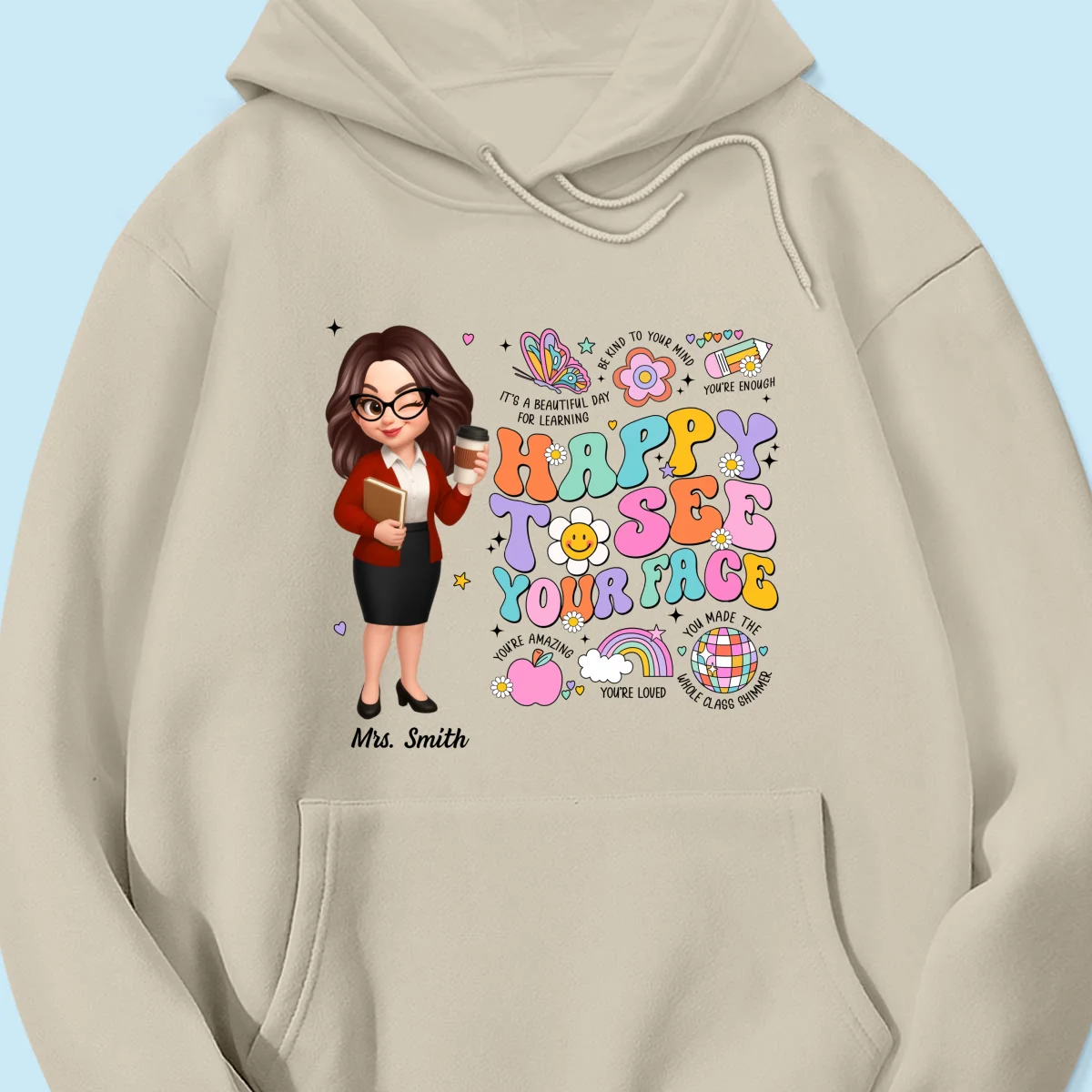Happy To See Your Face Groovy Retro Persomalized Shirt, Back To School Shirt For Teachers - Image 23