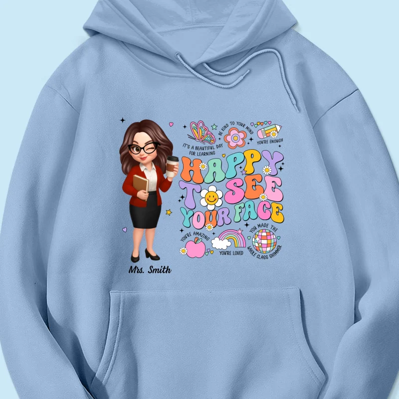 Happy To See Your Face Groovy Retro Persomalized Shirt, Back To School Shirt For Teachers - Image 24