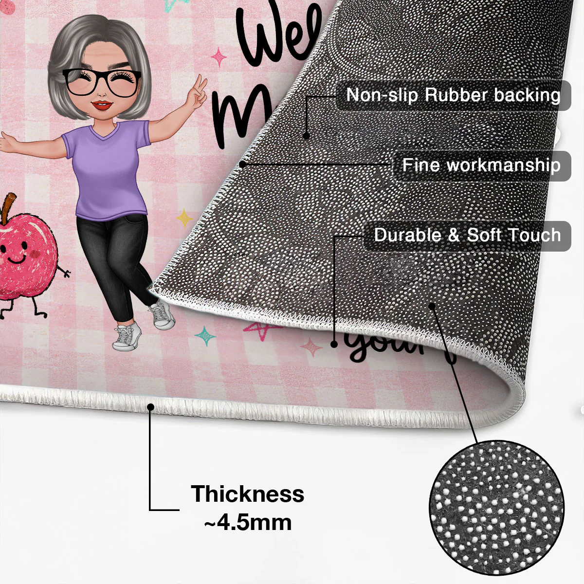 Happy To See Your Face Happy Teacher - Personalized Doormat - Classroom Students Welcome Decor - Image 4