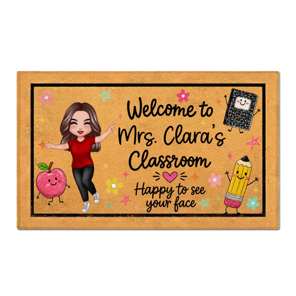 Happy To See Your Face Happy Teacher - Personalized Doormat - Classroom Students Welcome Decor - Image 7