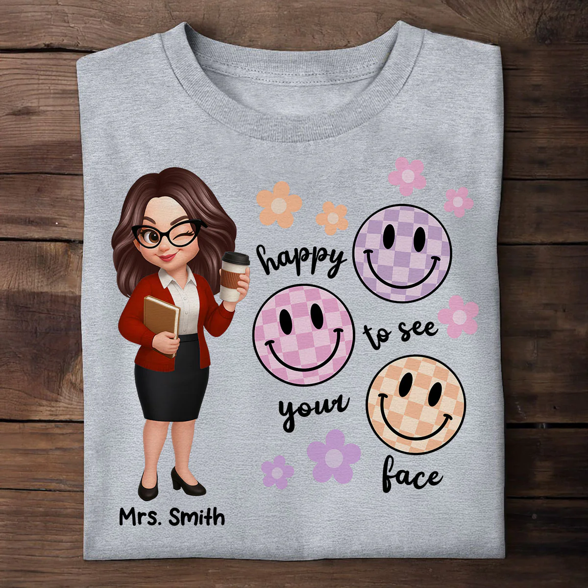 Happy To See Your Face Smiley Face Persomalized Shirt, Back To School Shirt For Teachers - Image 3