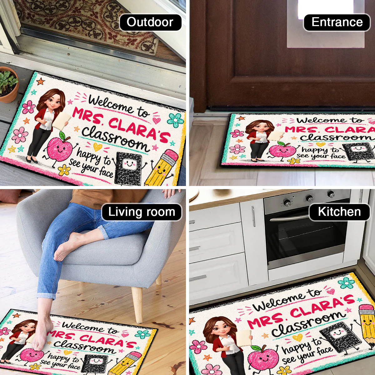 Happy to See Your Face Teacher's Classroom - Personalized Doormat - Back to School Decor for Teachers - Image 10