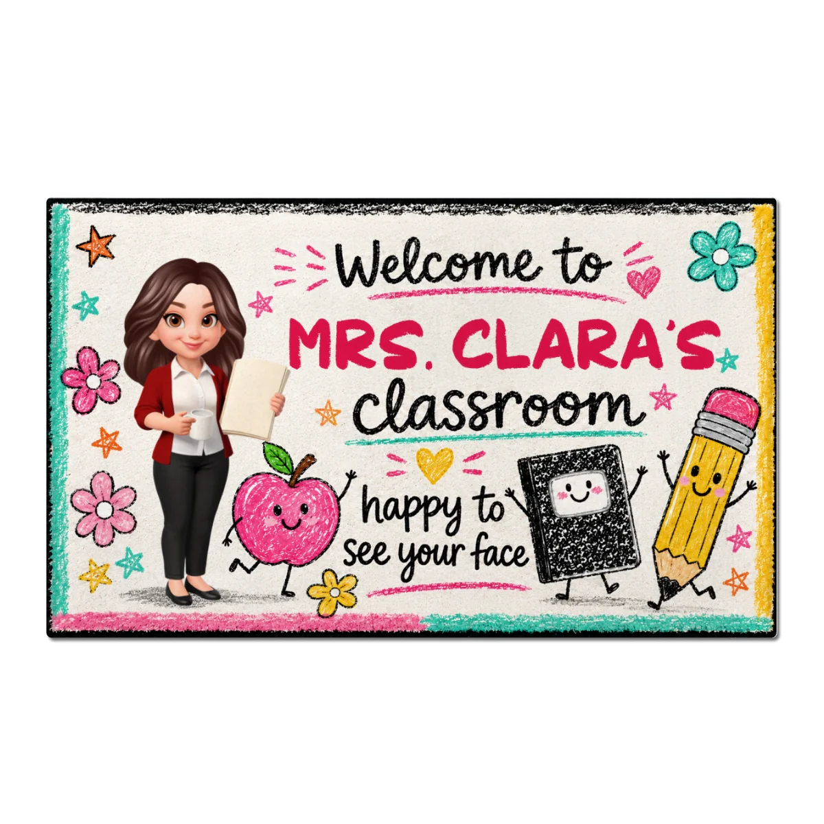 Happy to See Your Face Teacher's Classroom - Personalized Doormat - Back to School Decor for Teachers - Image 11