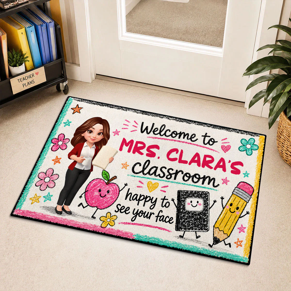 Happy to See Your Face Teacher's Classroom - Personalized Doormat - Back to School Decor for Teachers - Image 7