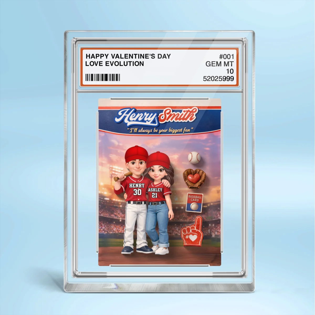Happy Valentine's Day Baseball Couple Trading Card - Personalized Acrylic Block Plaque - Sentimental Gift for Him, for Her - Image 9