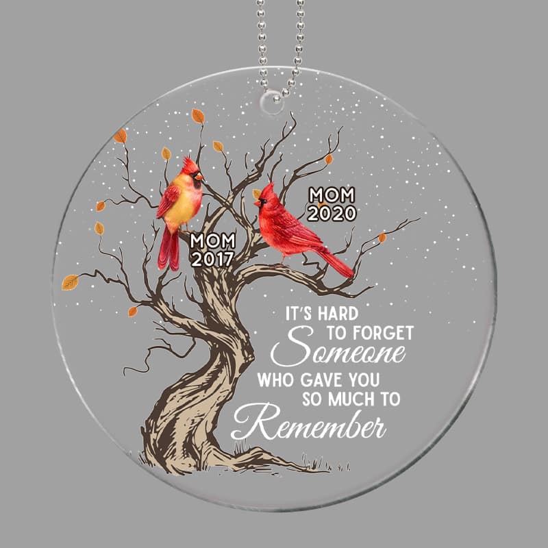 Hard To Forget Cardinal Memorial Personalized Acrylic Ornament - Image 2