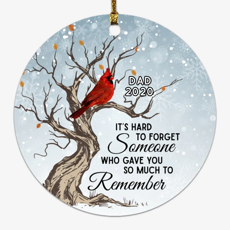 Hard To Forget Cardinal Memorial Personalized Circle Ornament - Image 2