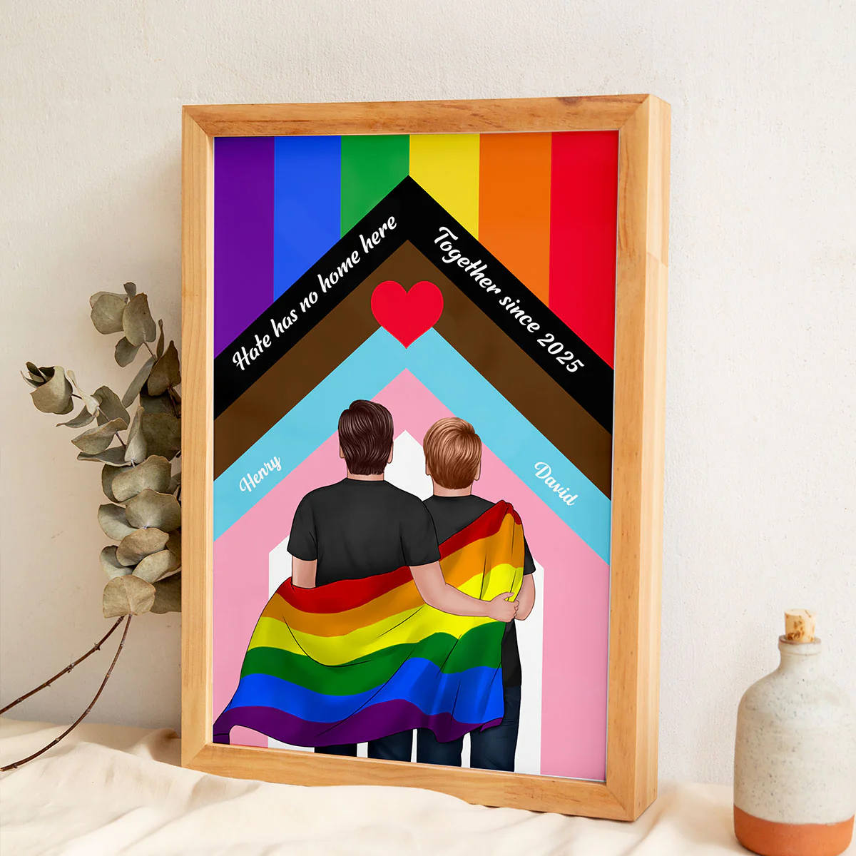 Hate Has No Home Here LGBT Couple Decor Personalized Poster - Image 3