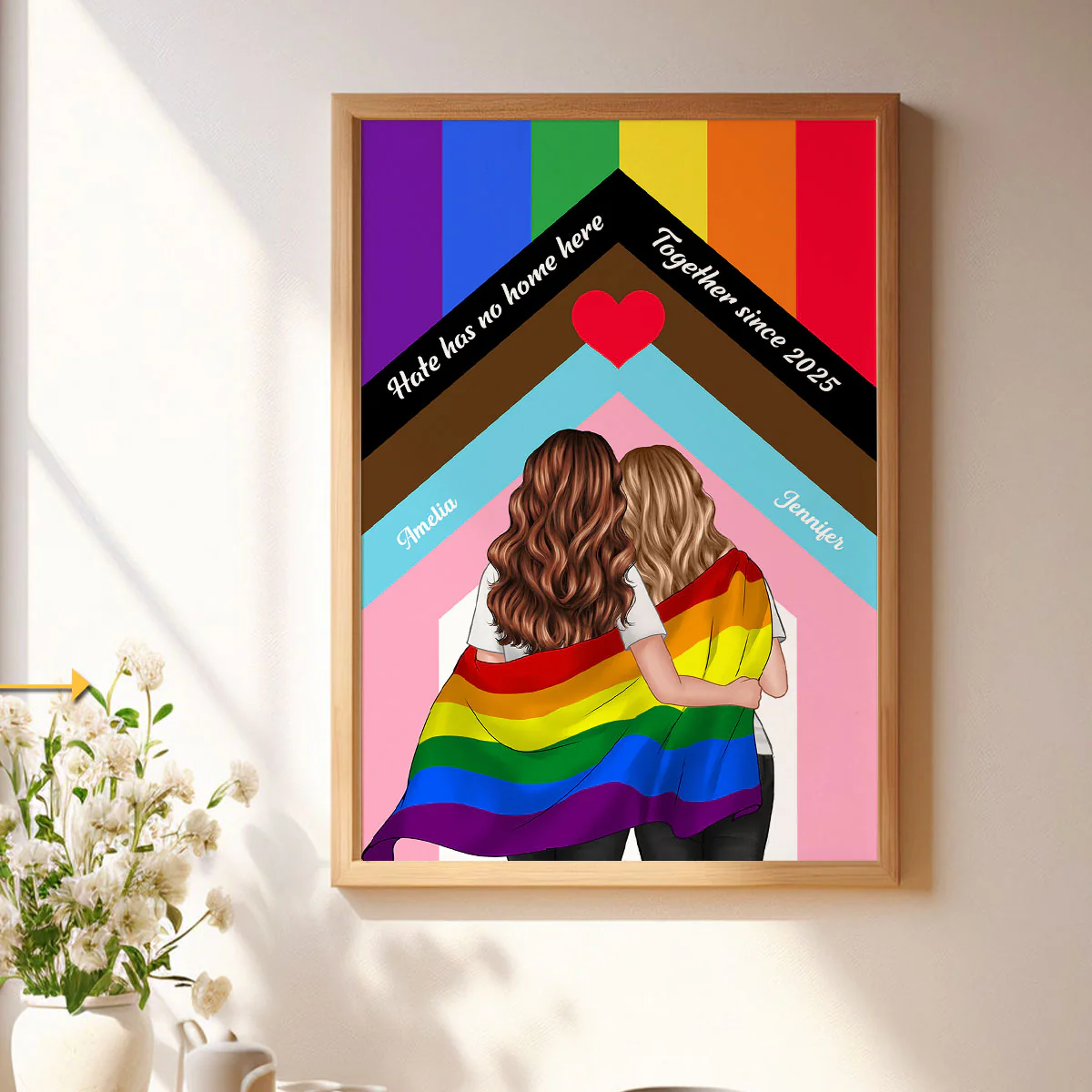 Hate Has No Home Here LGBT Couple Decor Personalized Poster - Image 6