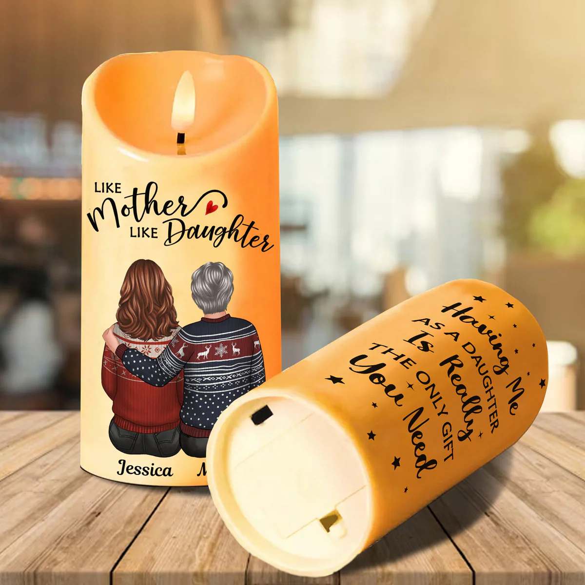 Having Me As Your Daughter Son Personalized LED Candle, Christmas Gift For Mom - Image 14