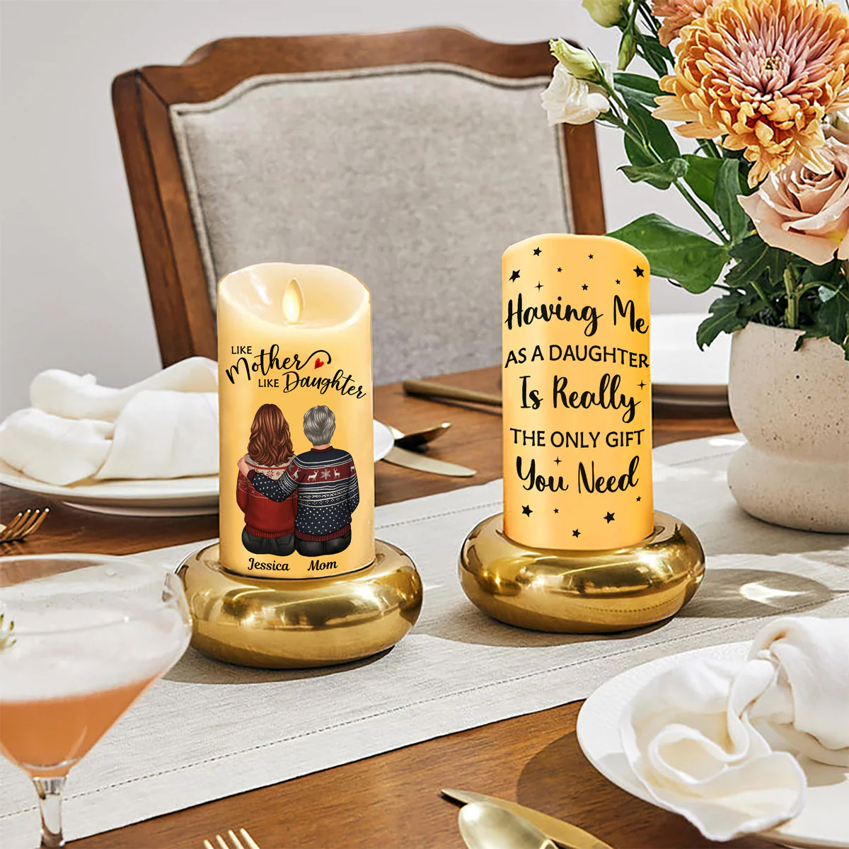 Having Me As Your Daughter Son Personalized LED Candle, Christmas Gift For Mom - Image 7