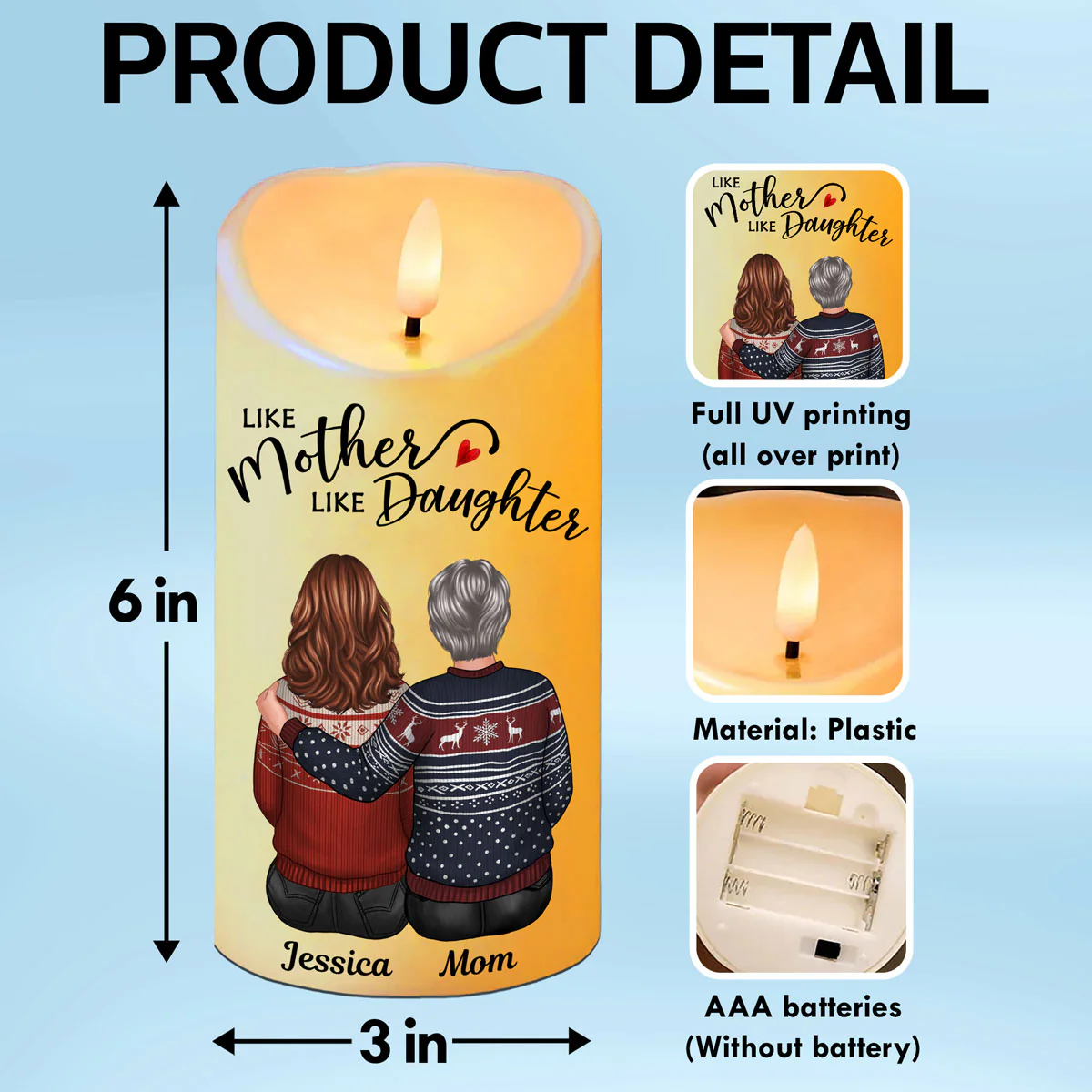 Having Me As Your Daughter Son Personalized LED Candle, Christmas Gift For Mom - Image 8