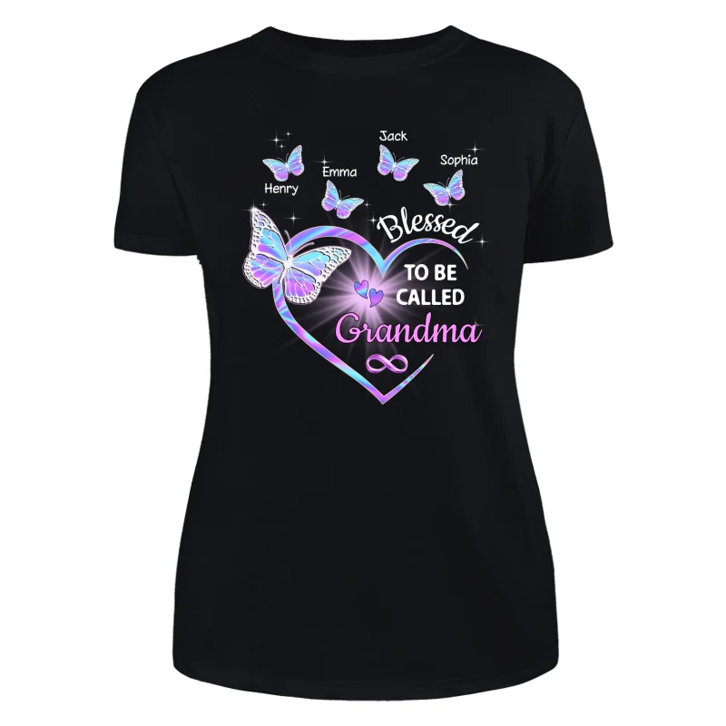 Heart Butterflies Grandma Hologram Personalized Shirt - Image 8