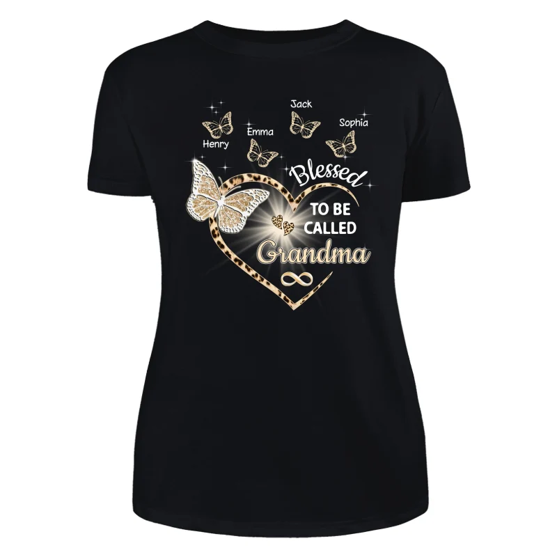 Heart Butterflies Grandma Leopard Personalized Shirt - Image 7