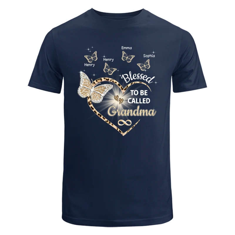 Heart Butterflies Grandma Leopard Personalized Shirt - Image 2