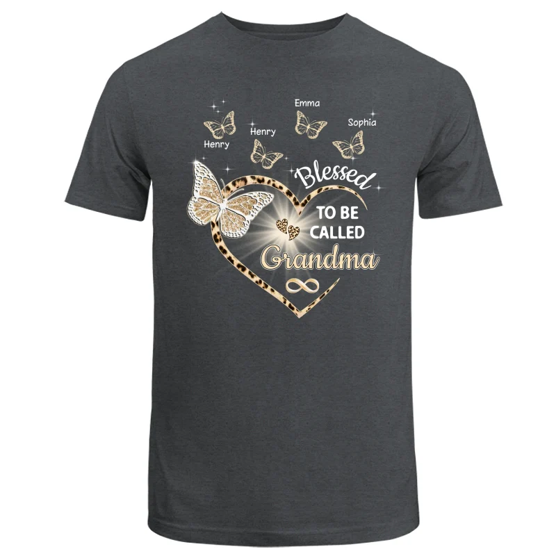 Heart Butterflies Grandma Leopard Personalized Shirt - Image 3