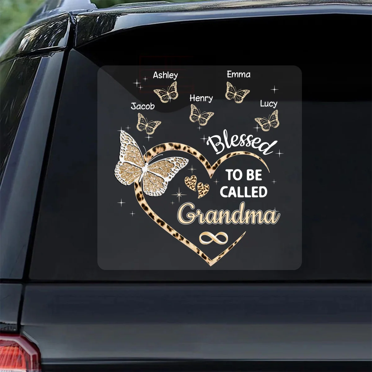 Heart Butterflies Grandma Leopard Personalized Decal - Image 11