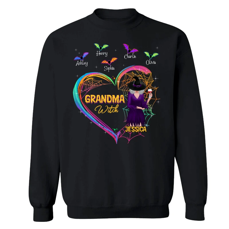 Heart Grandma Mom With And Bats Kids Names Halloween Personalized Shirt - Image 14