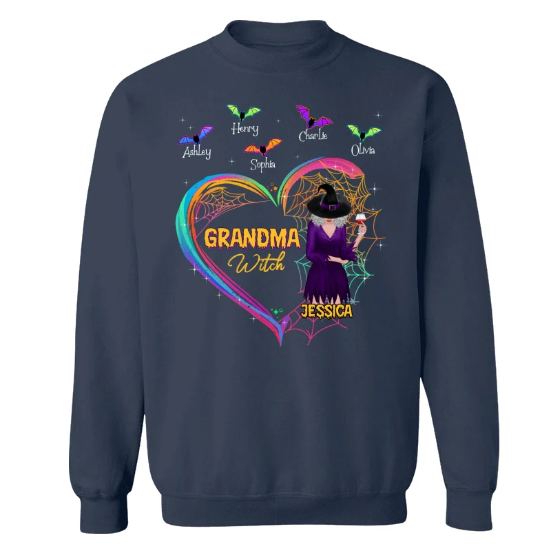 Heart Grandma Mom With And Bats Kids Names Halloween Personalized Shirt - Image 15