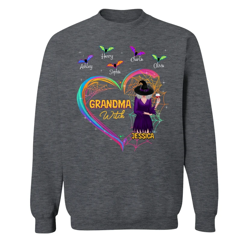 Heart Grandma Mom With And Bats Kids Names Halloween Personalized Shirt - Image 16