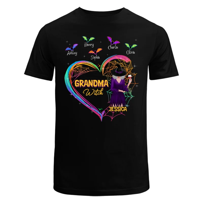 Heart Grandma Mom With And Bats Kids Names Halloween Personalized Shirt - Image 5