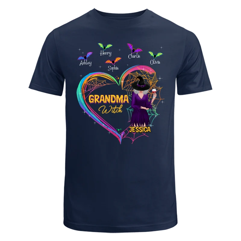 Heart Grandma Mom With And Bats Kids Names Halloween Personalized Shirt - Image 6