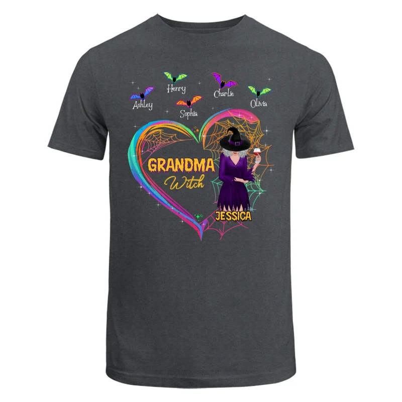 Heart Grandma Mom With And Bats Kids Names Halloween Personalized Shirt - Image 7