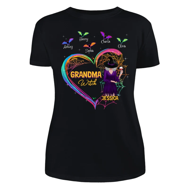 Heart Grandma Mom With And Bats Kids Names Halloween Personalized Shirt - Image 8