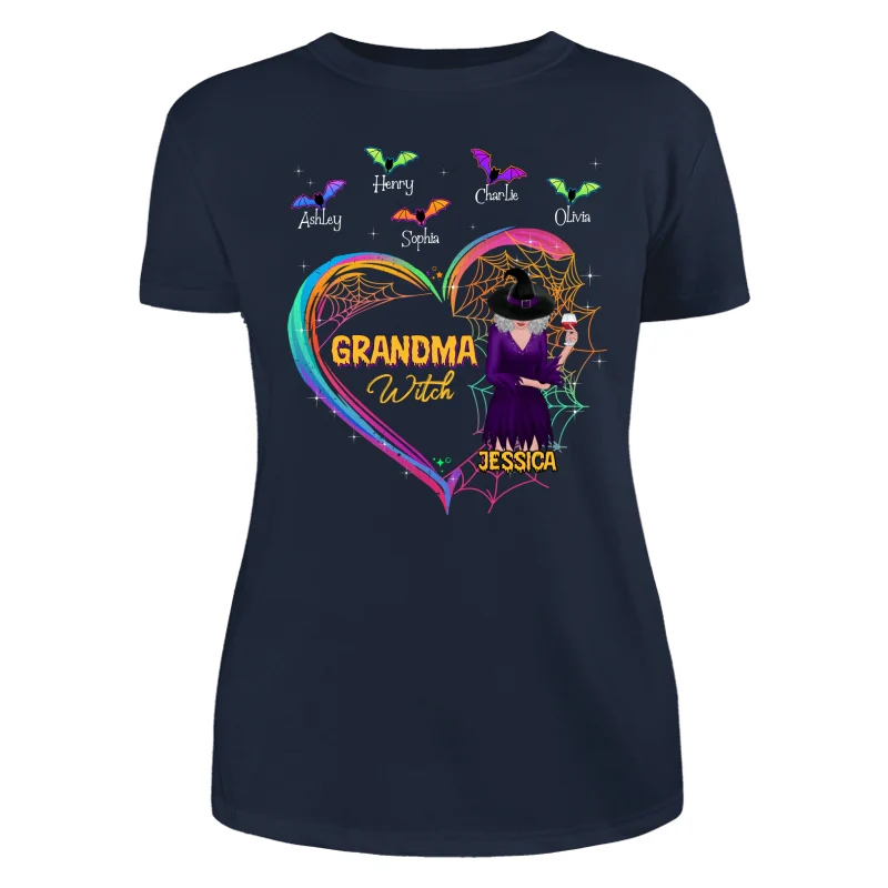 Heart Grandma Mom With And Bats Kids Names Halloween Personalized Shirt - Image 9
